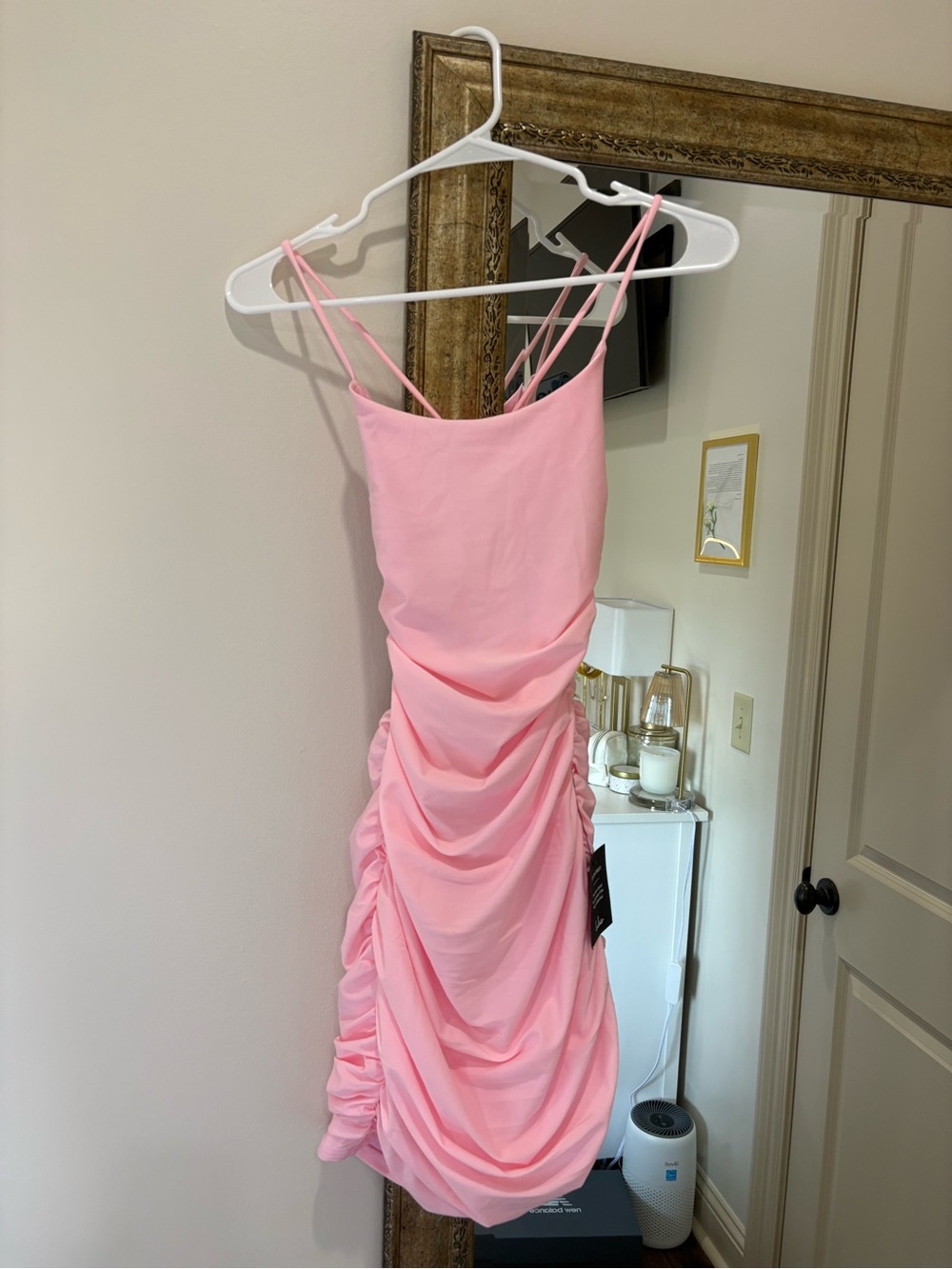 Lulu's Light Pink Ruched Spaghetti Strap Dress